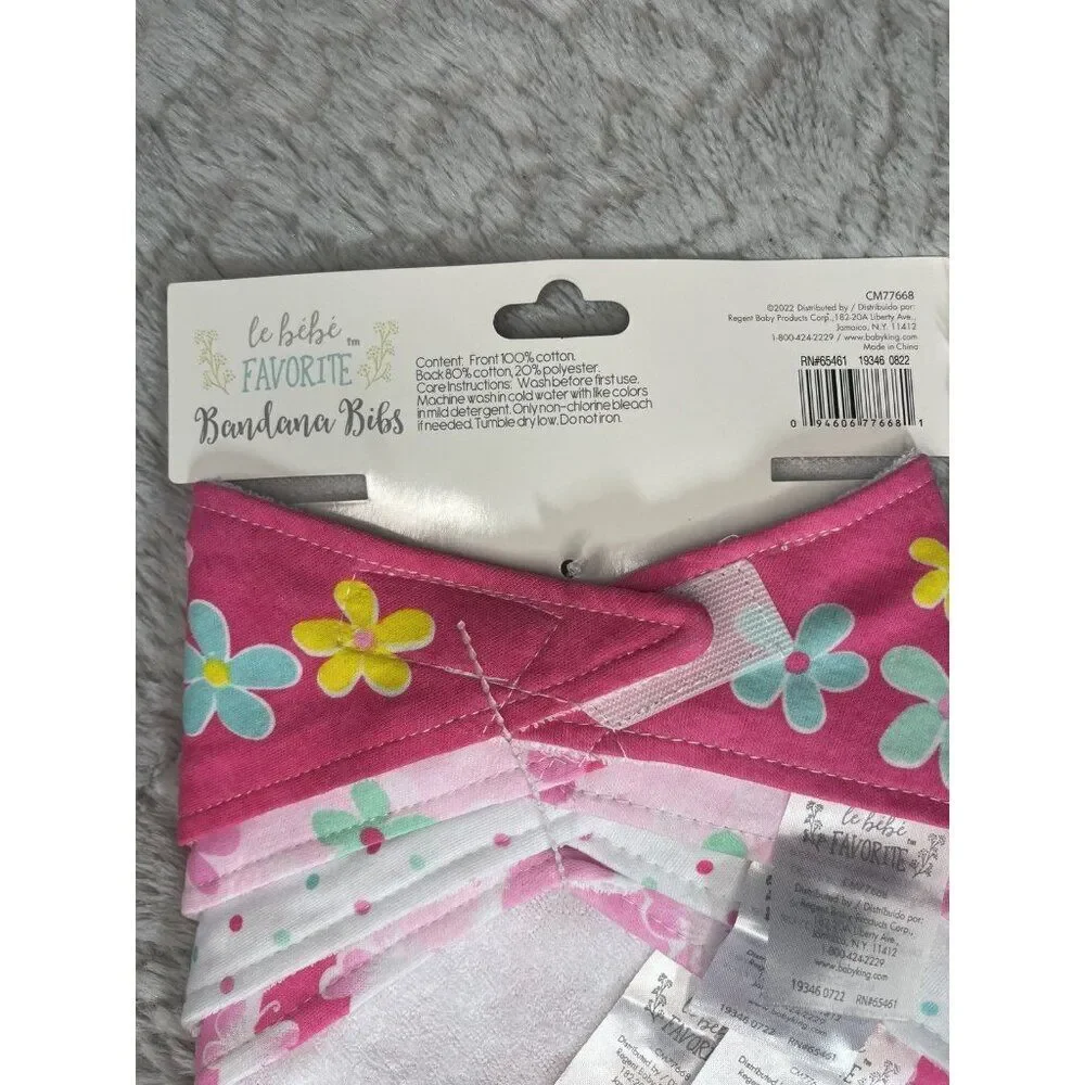 le bebe Favorite 4 pack Assorted Bandana Bibs Baby Girl Pink